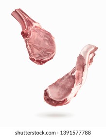 Vector illustration of two pieces of meat in the air