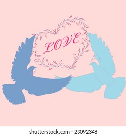 vector illustration "two pigeons"