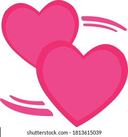 Vector illustration of two pink hearts, concept love and Valentine's Day