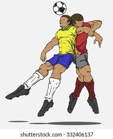 Vector illustration two players fighting for the ball