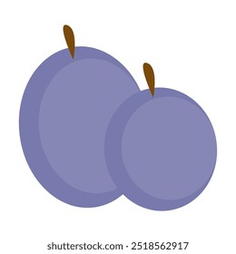 Ilustração vetorial de duas ameixas, simbolizando frutas frescas e saudáveis com um design simples.