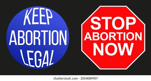 Vector illustration of two polar stands on abortion ban