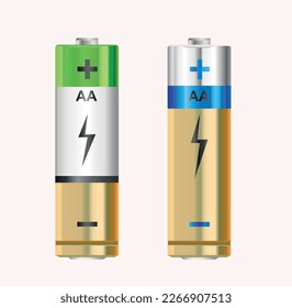 Vektorgrafik von zwei tragbaren AA-Batterien