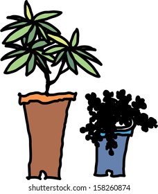 Ilustración vectorial de dos flores machacadas