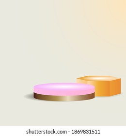 Ilustración vectorial de dos podiums de visualización de productos, dos podiums 3d fondo