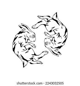 vector illustration of two rabbits