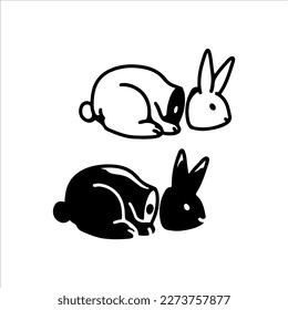  ilustración vectorial de dos conejos

