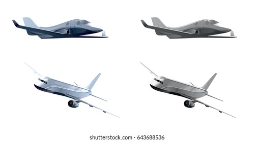 Vector illustration of a two realistic airplanes