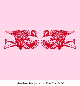 vector illustration of two red angels