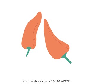 Vector illustration of two red chili peppers. Perfect for food-related projects, spicy cuisine designs, and culinary branding.
