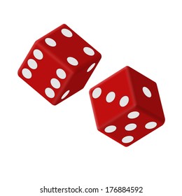 Vector illustration of two red dice