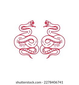 vector illustration of two red snakes
