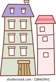 Ilustración vectorial de dos edificios residenciales