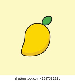 A vector illustration of two ripe yellow mangoes with green leaves.