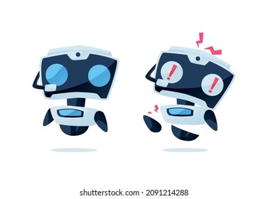 Vector illustration of two robots with one error robot background.