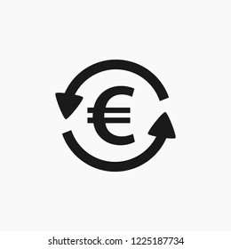 Vector illustration of two round arrows turning around the Euro sign - money stock exchange concept representation
