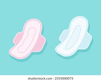 Vector illustration of two sanitary napkins depicting reproductive health and women's empowerment. The simple and modern design makes this illustration easy to understand for a wide audience.
