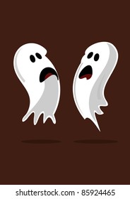 vector illustration of two scary ghosts
