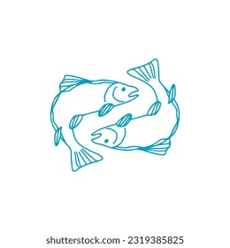 vector illustration of two sea fish