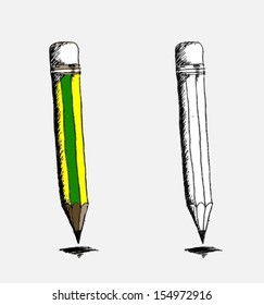 Vector illustration of two sharpened detailed pencils 
