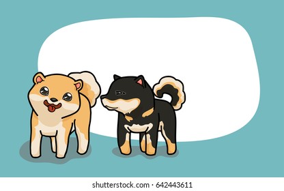 Vector illustration two Shiba Inu have fun time in cartoon style