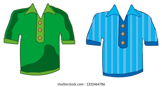 Vector illustration two shirts colour with short sleeve