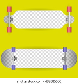 Vector illustration of the two sides longboard. Isolated on white.