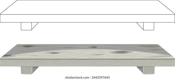 Vector illustration of two simple wooden tables.