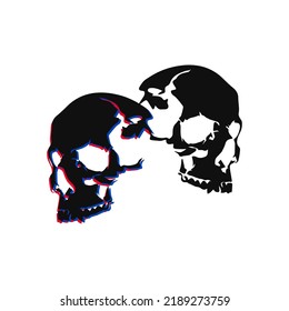 Vector Illustration Two Skull Silhouettes Stock Vector (Royalty Free ...