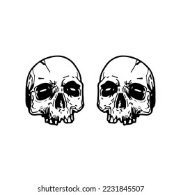 vector illustration of two skulls