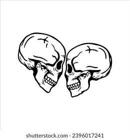 vector illustration of two skulls