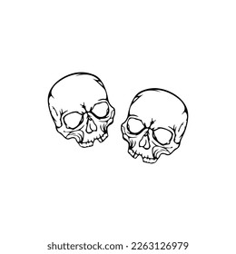 vector illustration of two skulls with concept