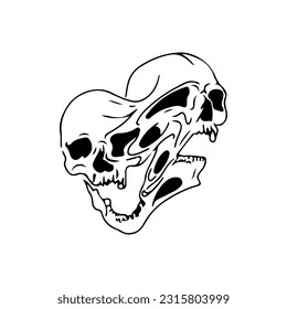vector illustration of two skulls concept