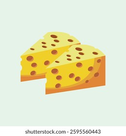 Vector illustration of two slices of Swiss cheese with characteristic holes, set against a light background.