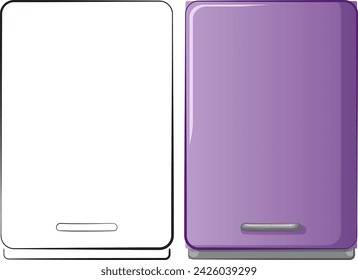 Vector illustration of two smartphones, one colored