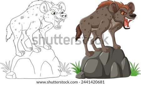 Vector illustration of two snarling hyenas.