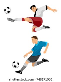 Vector illustration of two soccer players on white background