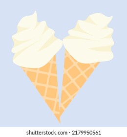 Vector illustration of two soft serve ice cream cones