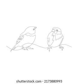  Ilustración vectorial de dos gorriones dibujados en estilo de arte de línea