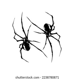 vector illustration of two spider silhouettes