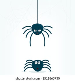 vector illustration of two spiders