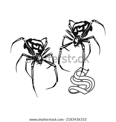 vector illustration of two spiders