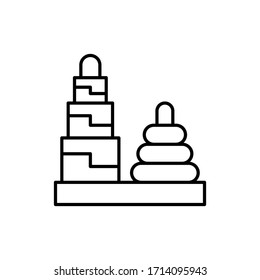vector illustration two stacking toy icon or logo with line design style