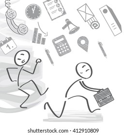 Vector illustration of two stressed out stick figures