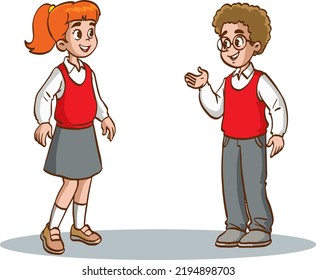 vector illustration of two students talking