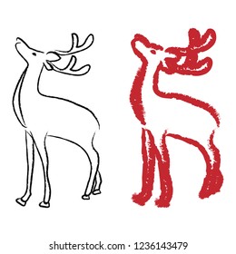 Vector illustration of two styles of reindeer