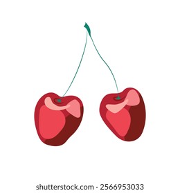 Vector illustration of two stylized cherries in minimalistic style