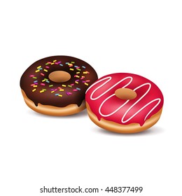 Vector illustration of two sugary donuts on a white background