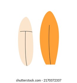 Vector illustration of two surfboards. Different water boards. Illustration in flat style on isolated background