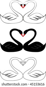 vector illustration of two swans in love isolated on white background